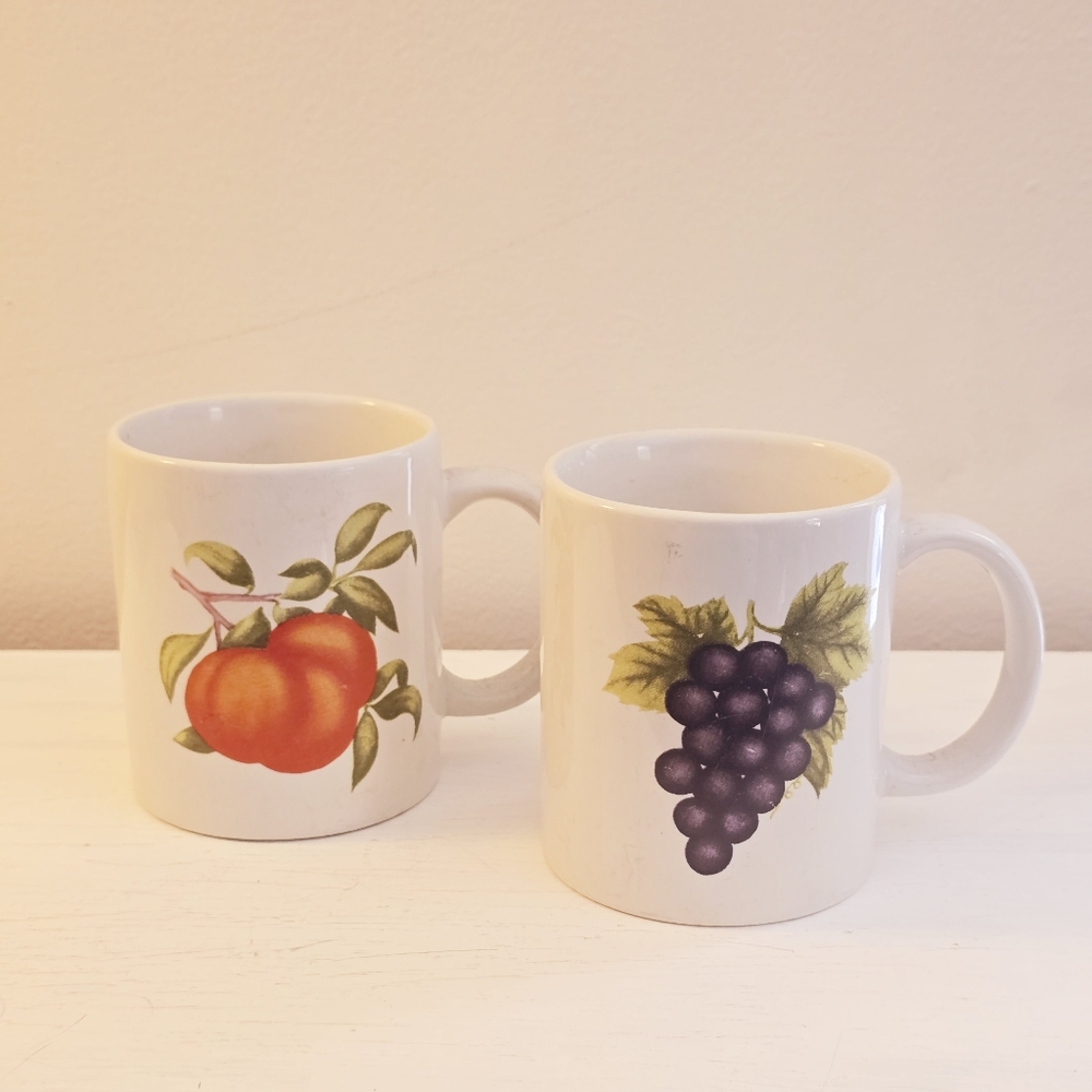 Fruit Design Ceramic Mugs - Set of 2